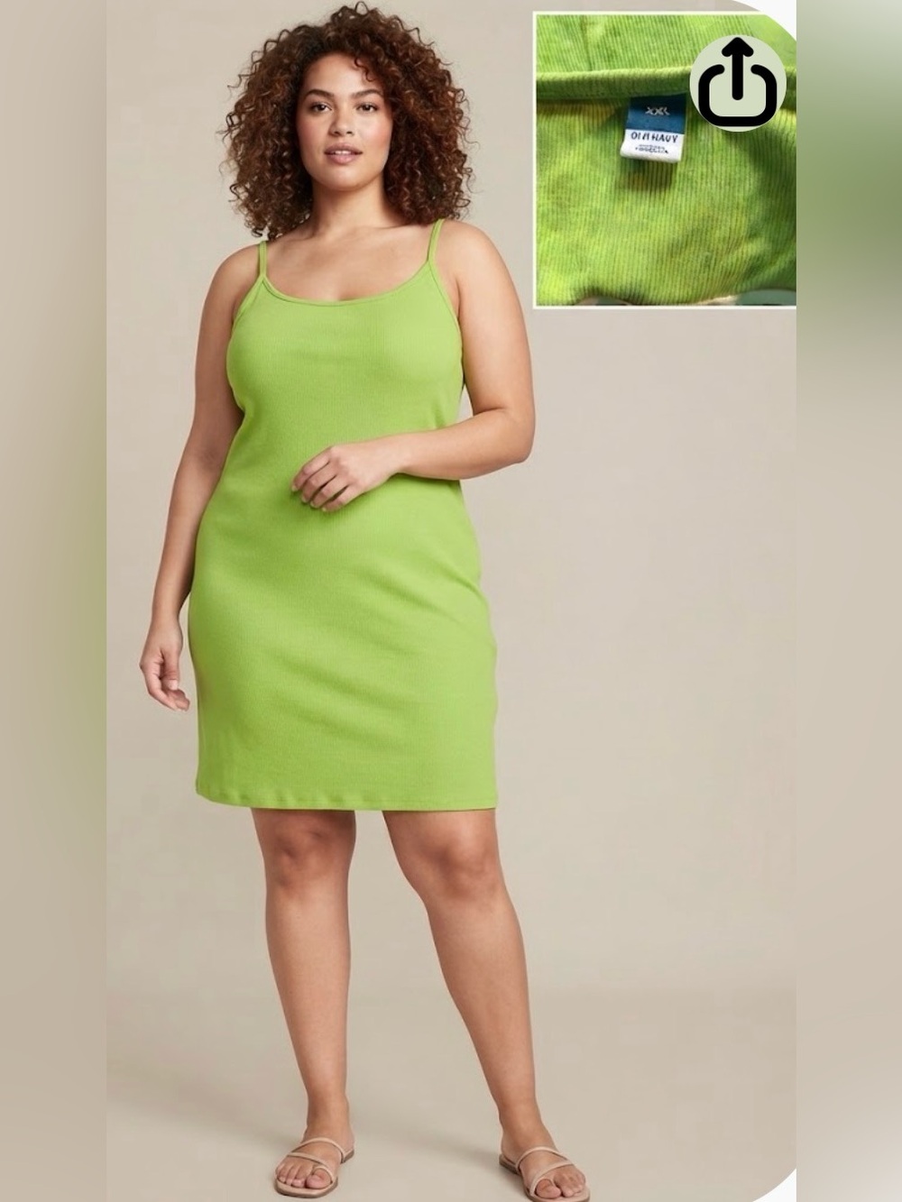 Old Navy Lime Green Ribbed Knit Tank Midi Dress Size XXL